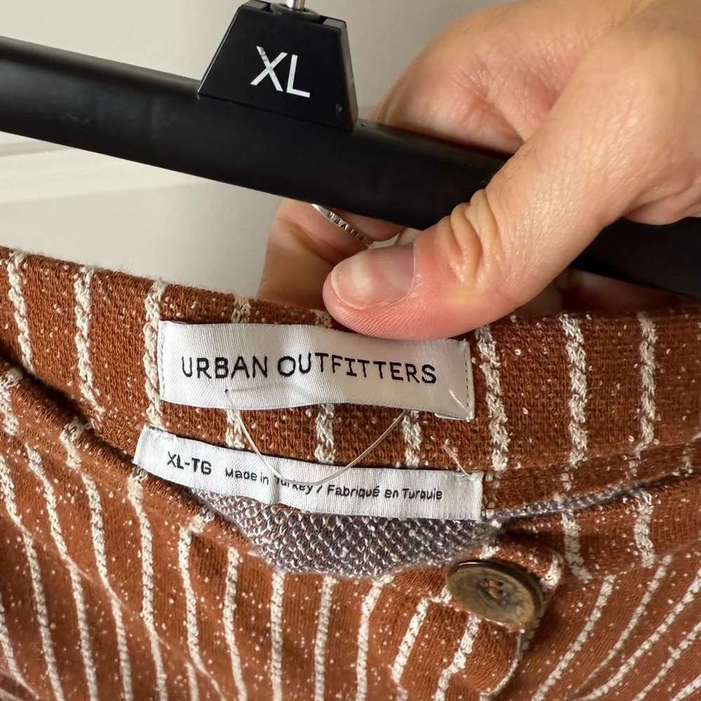 Urban Outfitters Women’s Ellie Rust Striped Button Front Asymmetrical Mini Skirt - Picture 9 of 10